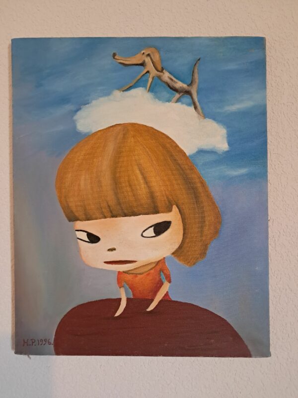 Peinture à l'huile sur toile par Henry Prost artiste coté, peinture naîve portrait d'une petite fille